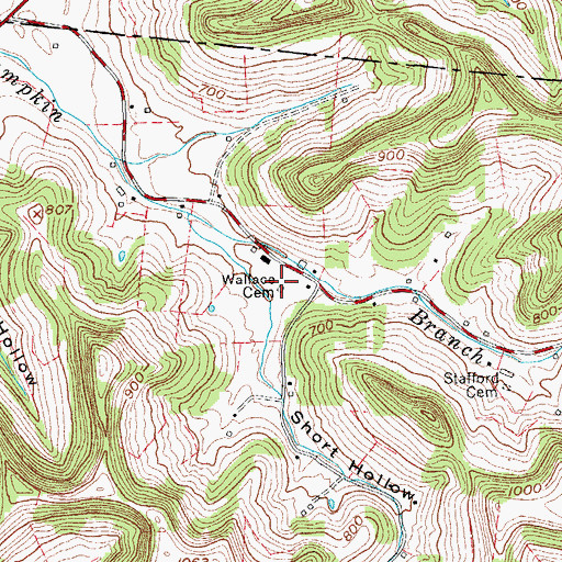 Topographic Map of Wallace Cemetery, TN