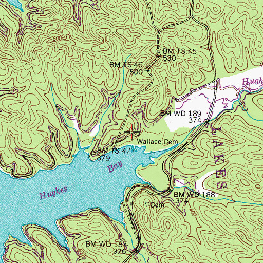 Topographic Map of Wallace Cemetery, TN