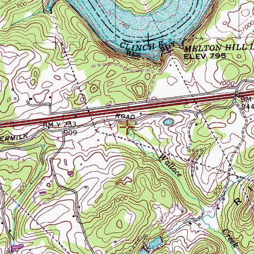 Topographic Map of Wallace Creek, TN