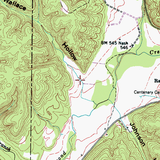 Topographic Map of Wallace Hollow, TN