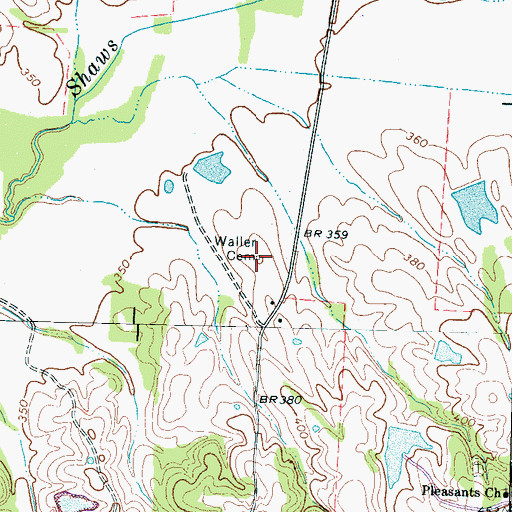 Topographic Map of Waller Cemetery, TN