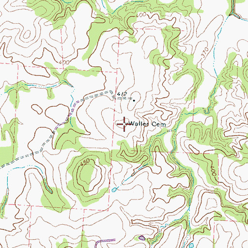 Topographic Map of Waller Cemetery, TN