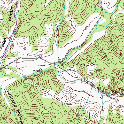 Topographic Map of Walnut Branch, TN