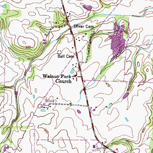 Topographic Map of Walnut Fork Church, TN