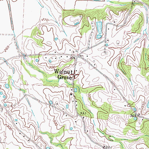 Topographic Map of Walnut Grove, TN