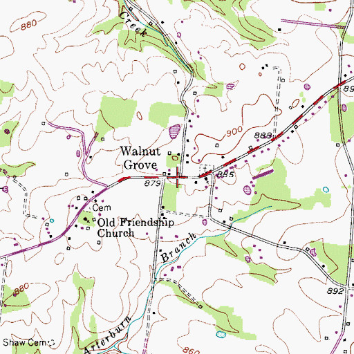 Topographic Map of Walnut Grove, TN