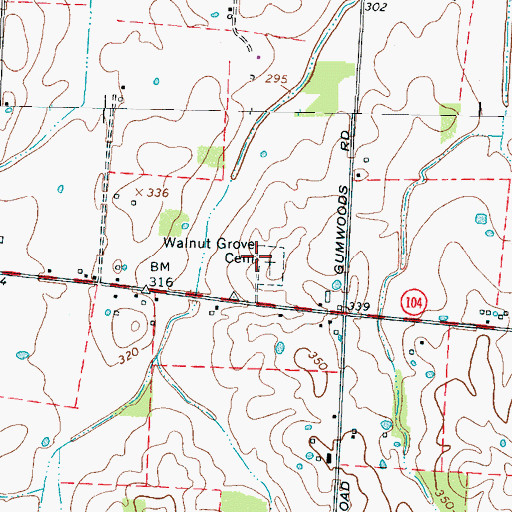 Topographic Map of Walnut Grove Cemetery, TN