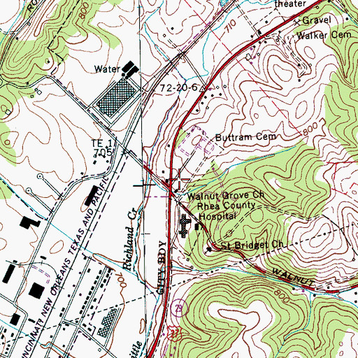 Topographic Map of Walnut Grove Church, TN