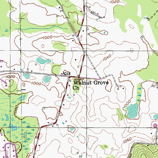 Topographic Map of Walnut Grove Church, TN