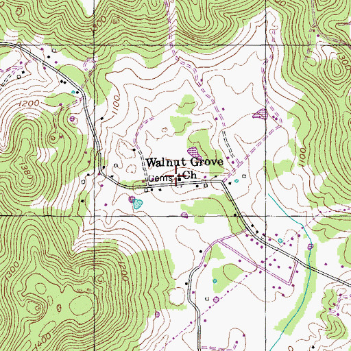 Topographic Map of Walnut Grove Church, TN