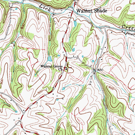 Topographic Map of Walnut Grove Church, TN