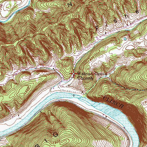 Topographic Map of Walnut Grove Church, TN