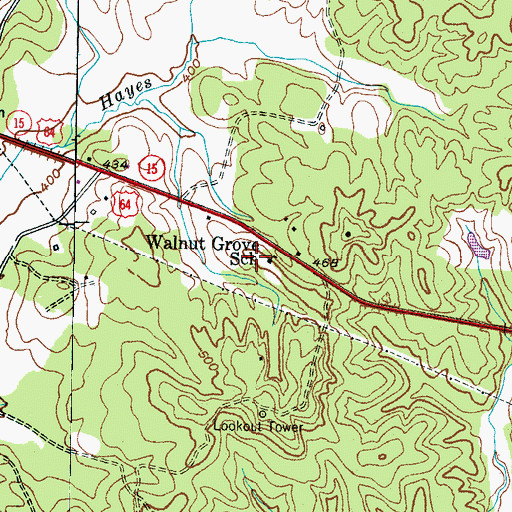 Topographic Map of Walnut Grove School, TN