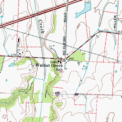 Topographic Map of Walnut Grove School, TN