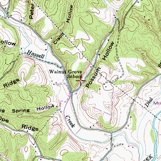 Topographic Map of Walnut Grove School, TN