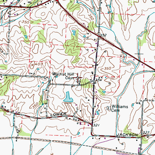 Topographic Map of Walnut Hill Cemetery, TN
