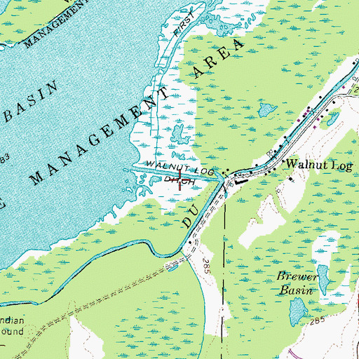 Topographic Map of Walnut Log Ditch, TN