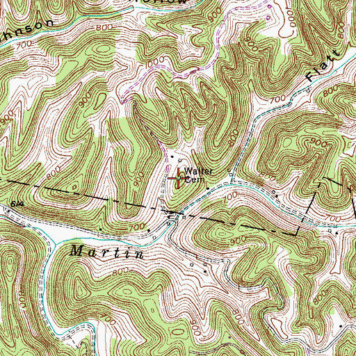 Topographic Map of Walter Cemetery, TN
