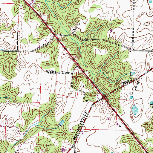 Topographic Map of Walters Cemetery, TN