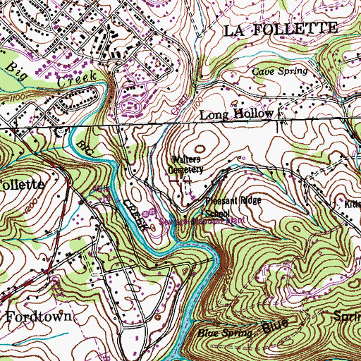 Topographic Map of Walters Cemetery, TN