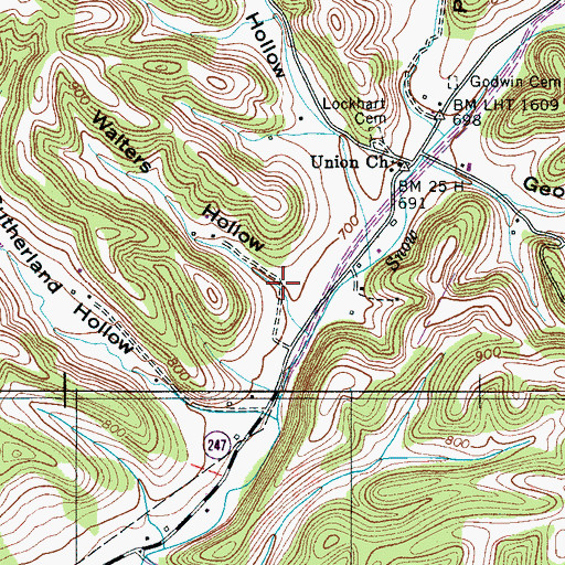Topographic Map of Walters Hollow, TN