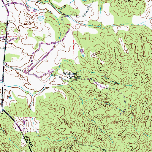 Topographic Map of Walton Cemetery, TN