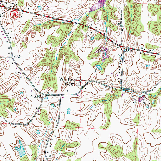 Topographic Map of Walton Cemetery, TN
