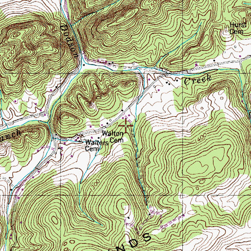Topographic Map of Walton Cemetery, TN