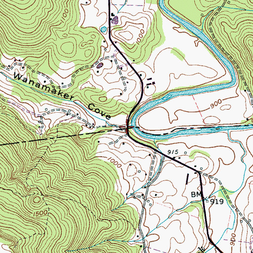 Topographic Map of Wanamaker Cove, TN