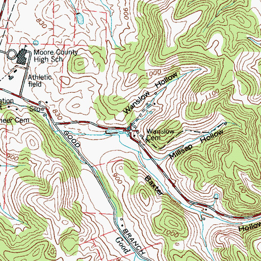 Topographic Map of Wanslow Hollow, TN