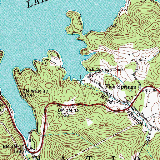 Topographic Map of Ward Branch, TN
