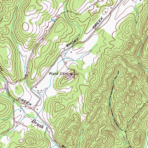 Topographic Map of Ward Cemetery, TN