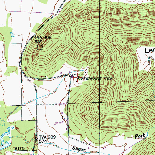 Topographic Map of Stewart Cemetery, AL