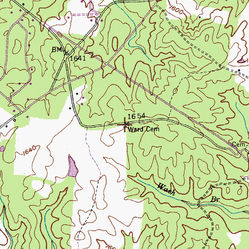 Topographic Map of Ward Cemetery, TN
