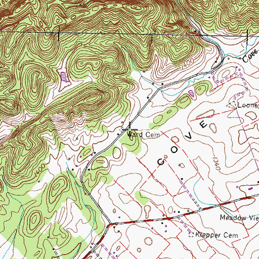 Topographic Map of Ward Cemetery, TN