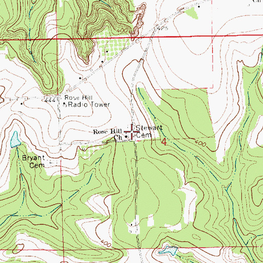 Topographic Map of Stewart Cemetery, AL