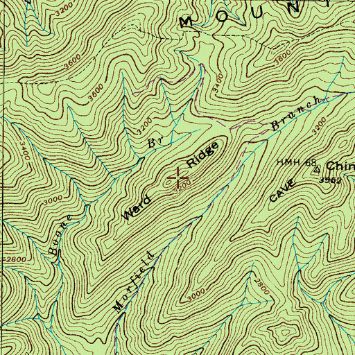 Topographic Map of Ward Ridge, TN
