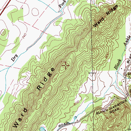 Topographic Map of Ward Ridge, TN