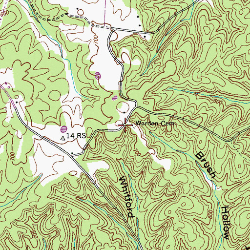 Topographic Map of Warden Cemetery, TN