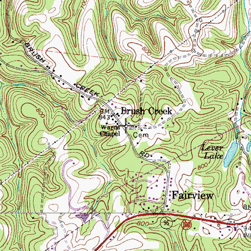 Topographic Map of Wards Chapekl, TN
