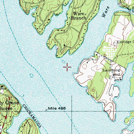 Topographic Map of Ware Branch, TN