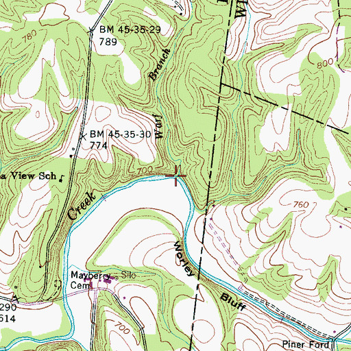 Topographic Map of Warf Branch, TN