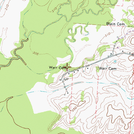 Topographic Map of Warr Cemetery, TN
