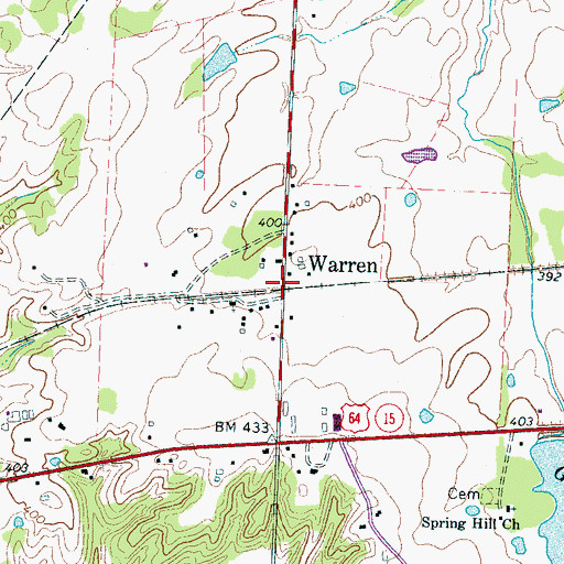 Topographic Map of Warren, TN