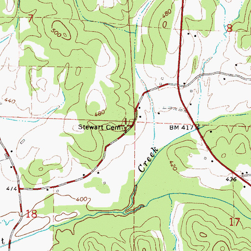 Topographic Map of Stewart Cemetery, AL