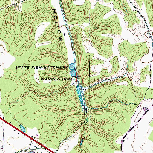 Topographic Map of Warren Cemetery, TN