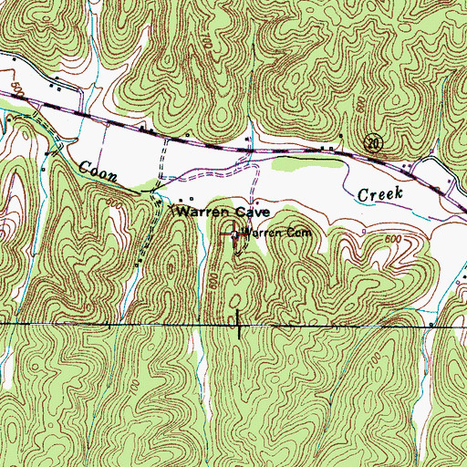 Topographic Map of Warren Cemetery, TN