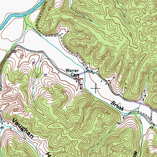 Topographic Map of Warren Cemetery, TN