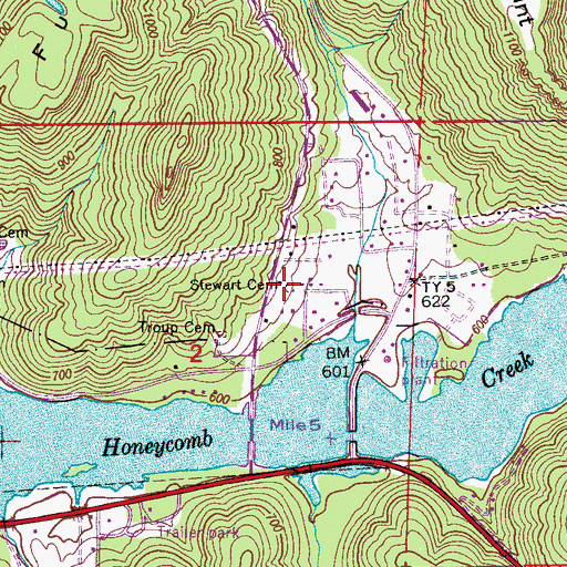 Topographic Map of Stewart Cemetery, AL