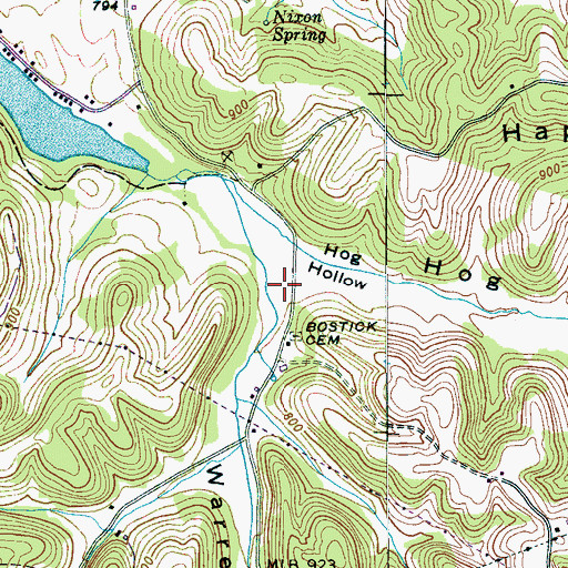 Topographic Map of Warren Hollow, TN